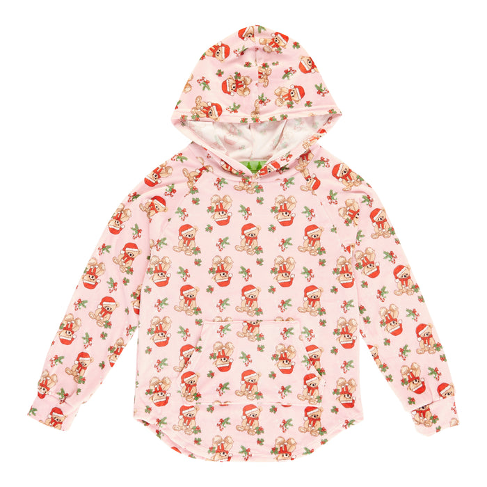 Haut à capuchon en velours Noël douillet pour filles