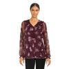 lily morgan Women's Printed V-Neck Top with Ruffles