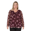 lily morgan Women's Plus V-Neck Top with Ruffles