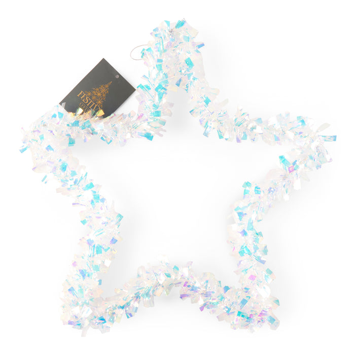 Tinsel Star Wreath, 13-in x 1.6-in x 13-in.