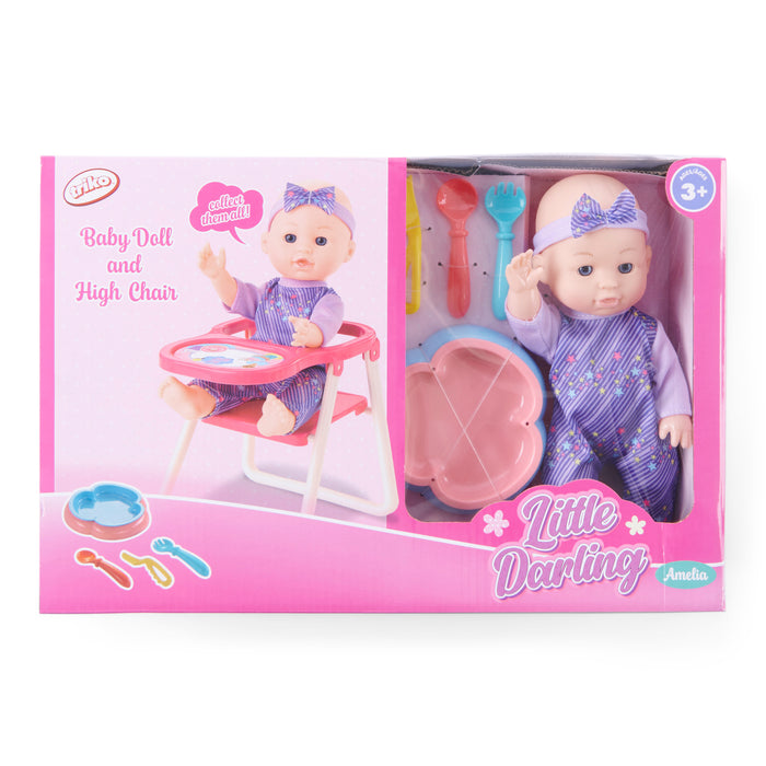 Little Darling Amelia Baby Doll & High Chair