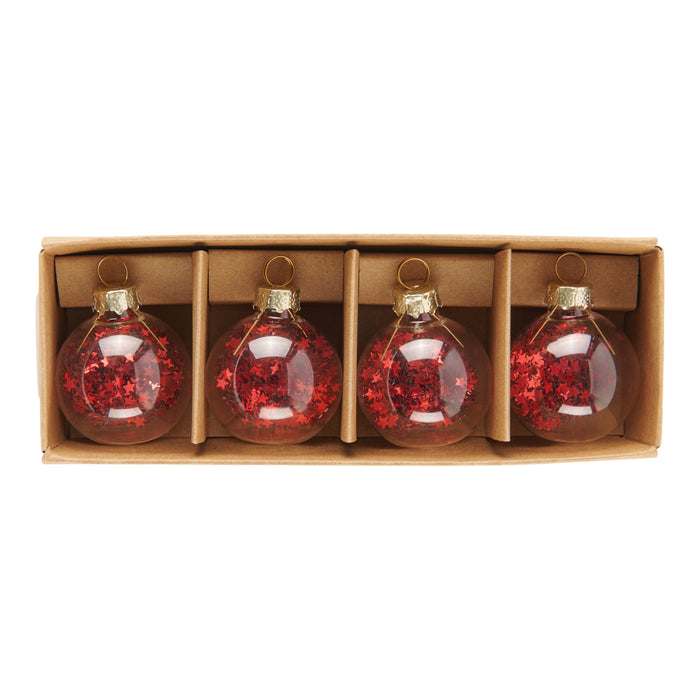 Boules de Noël en verre remplies de paillettes, emb. de 4