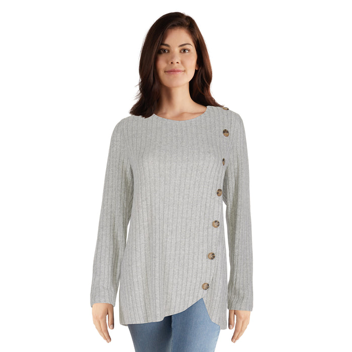 lily morgan Women's Asymmetrical Buttons Top