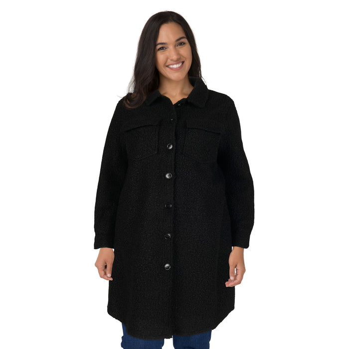 mySTYLE Women's Plus Neutral Zone Long Boucle Jacket