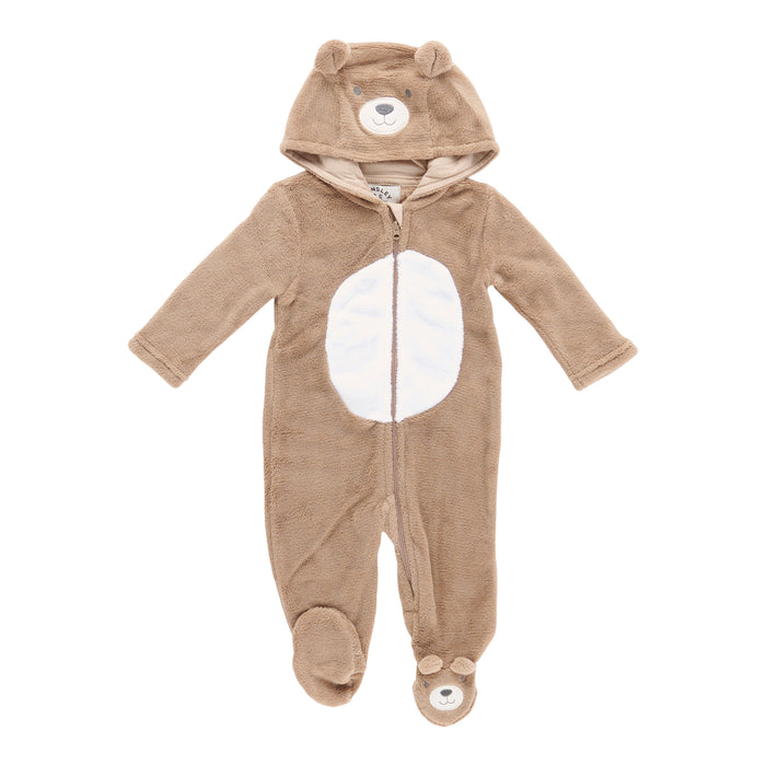 Infant Unisex Hooded Plush Bear Pram Onesie, 6-18 Month
