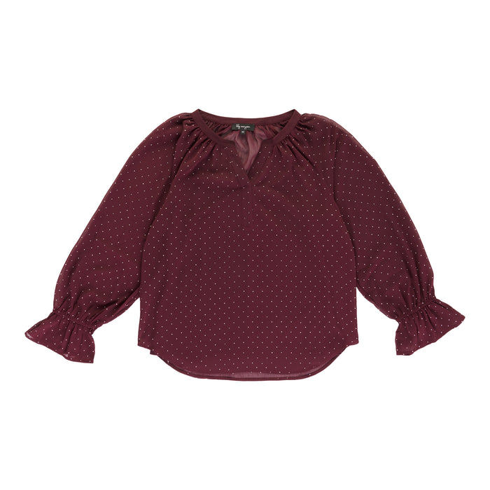 lily morgan Women's Studded Long Sleeve Blouse