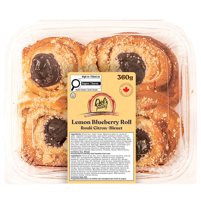 Del's Pastry Lemon Blueberry Rolls, 4-Pack, 360 g