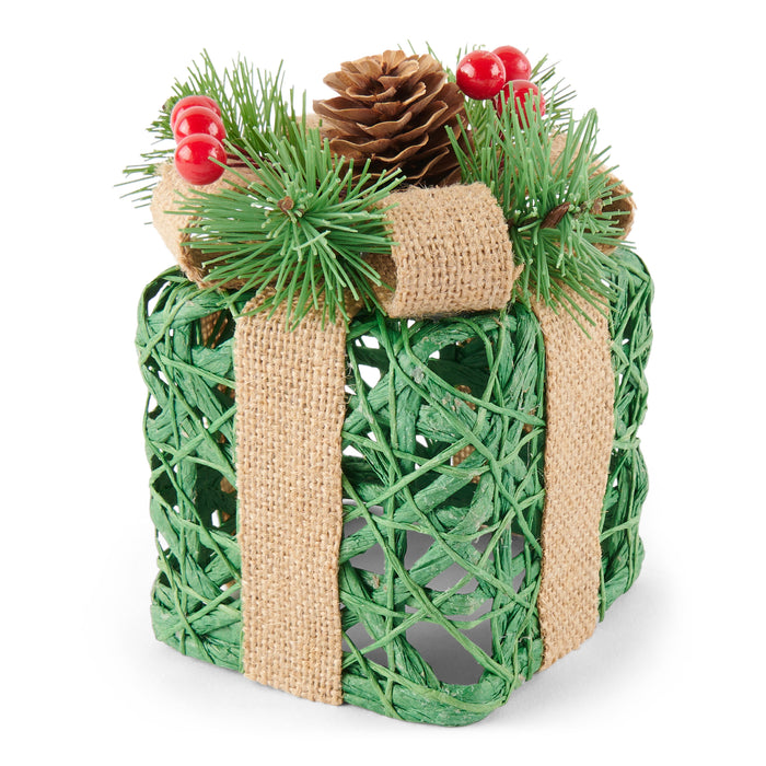 Gift Box Décor, 3.3-in x 3.3-in x 4.8-in.