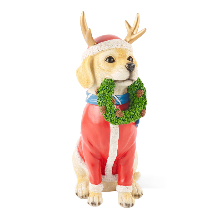 Holiday Dog With Antlers, 4-in x 5-in x 9.5-in.