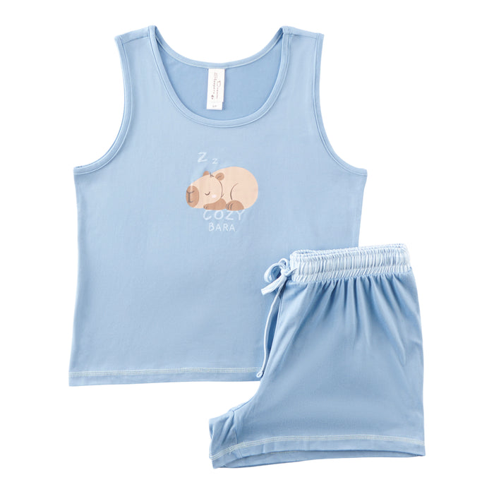 Women's Scooped Neck Boxer PJ Set, 2-Piece