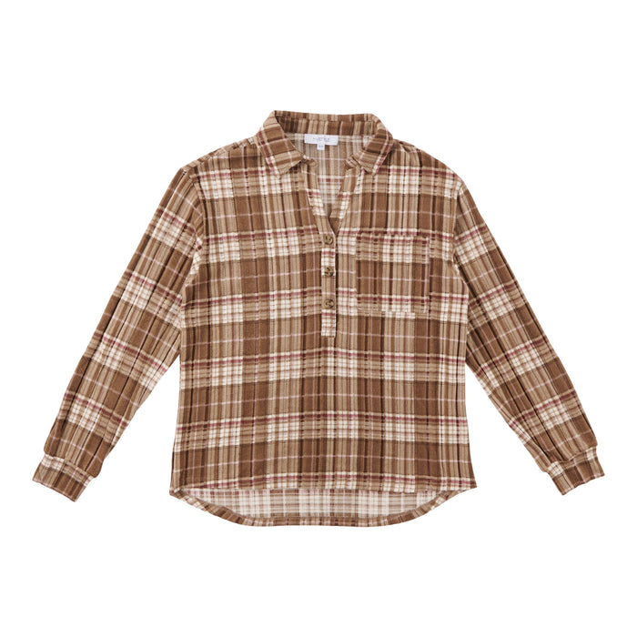 Chemise à carreaux côtelée brossée mySTYLE pour femmes