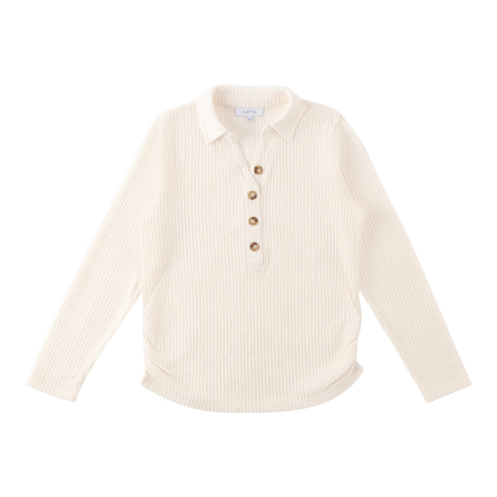 mySTYLE Women’s Brushed Thermal Collared Top