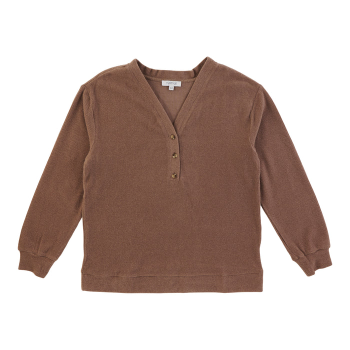 mySTYLE Women's Ribbed Long Sleeve Henley