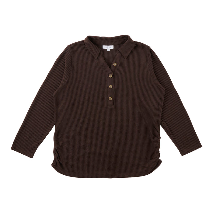 mySTYLE Women’s Plus Brushed Thermal Collared Top
