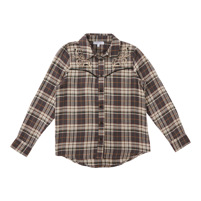 mySTYLE Women's Plaid Western Shirt