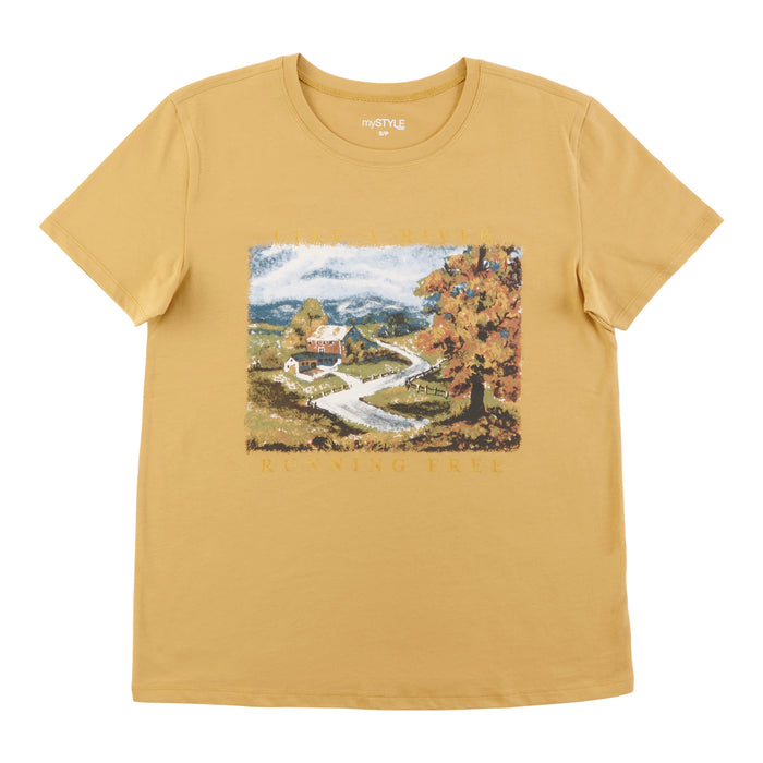 T-shirt métallique à col dégagé mySTYLE pour femmes