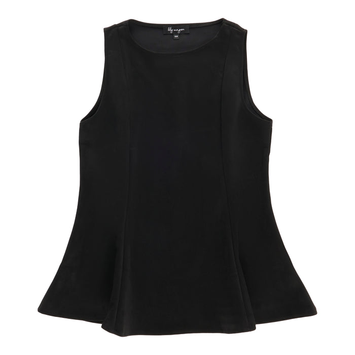 lily morgan Women's Sleeveless Suede Peplum Top