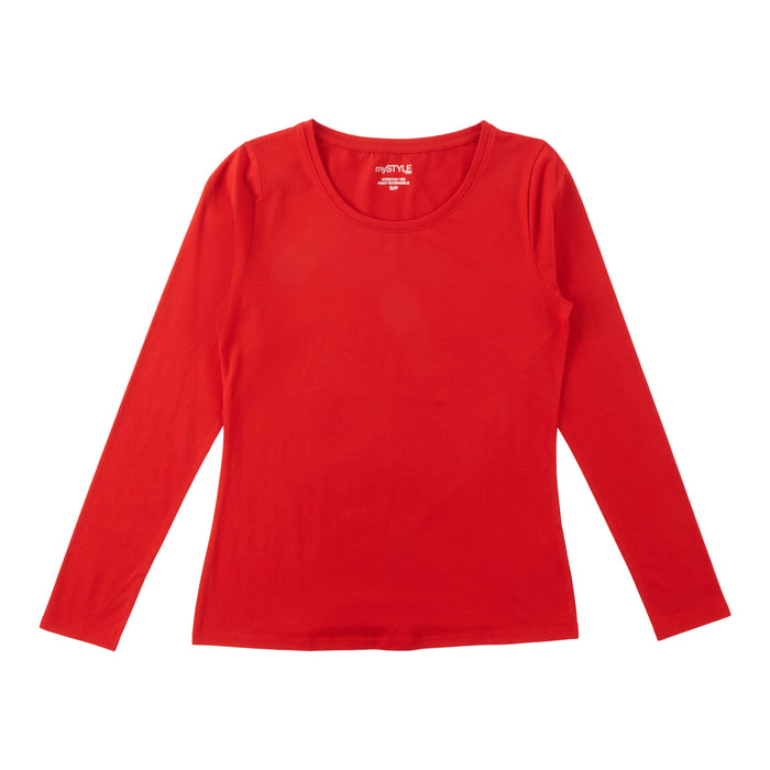 mySTYLE Women's Long Sleeve Scoop Neck Top
