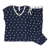 Pyjama capri en tissu hacci avec haut à manches courtes pour femmes, 2 pièces