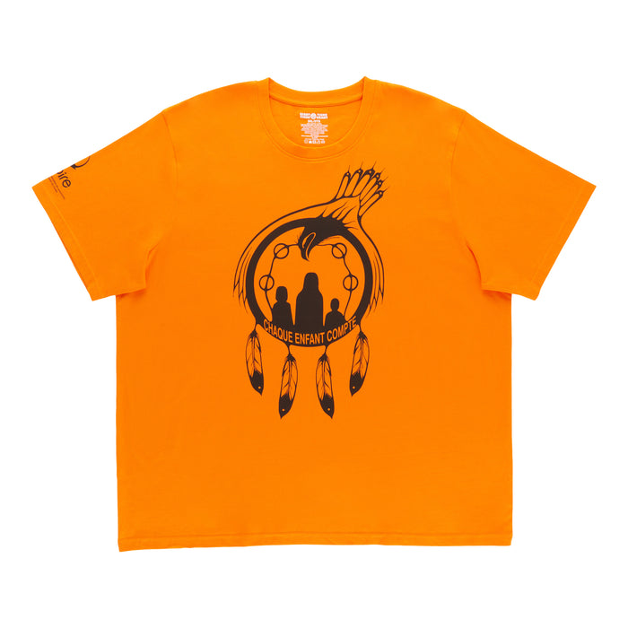 T-shirt orange Journée nationale de la vérité et de la réconciliation « Chaque enfant compte » taille forte unisexe pour adultes – français