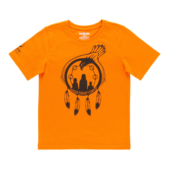 T-shirt orange Journée nationale de la vérité et de la réconciliation « Chaque enfant compte » unisexe pour enfants – français