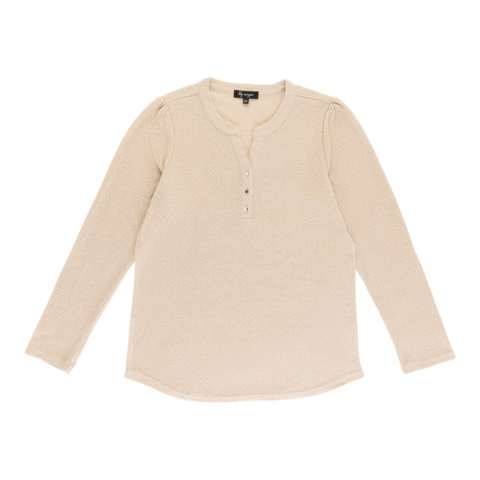 Haut en tricot à col henley et à manches longues lily morgan pour femmes