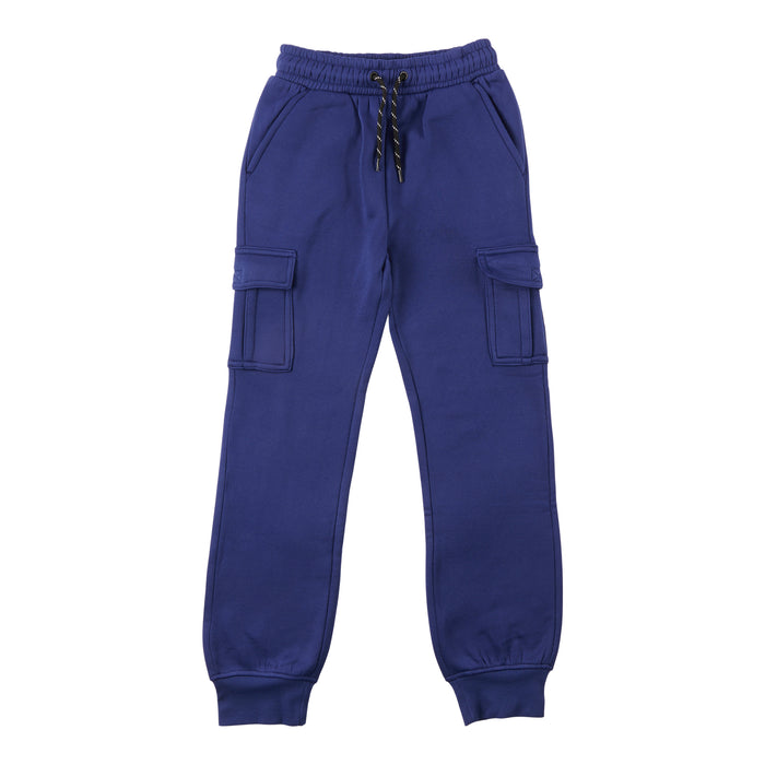 Pantalon de jogging cargo en molleton de couleur unie pour garçons
