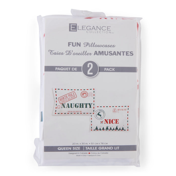 Holiday Pillowcases, English, 20-in x 30-in, 2 Pack