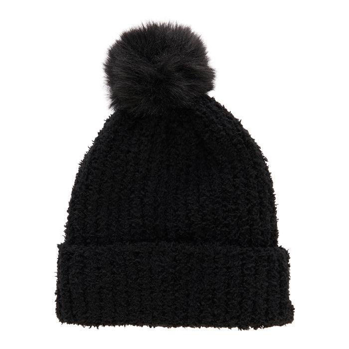 Tuque en chenille pour femmes avec pompon