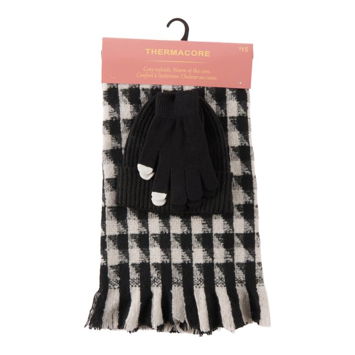 Women's Hat, Scarf and Gloves Set, 3-Piece