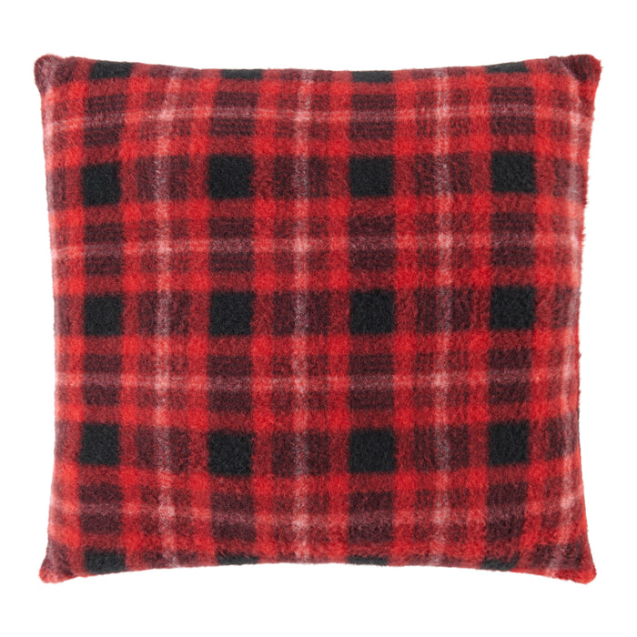 Coussin à carreaux en similifourrure, 18 po x 18 po