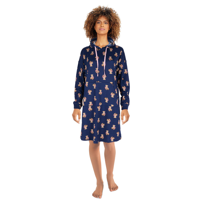Chemise de nuit à capuchon Noël douillet pour femmes