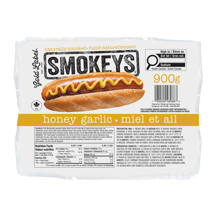 Saucisses miel et ail Gold Label, 900 g