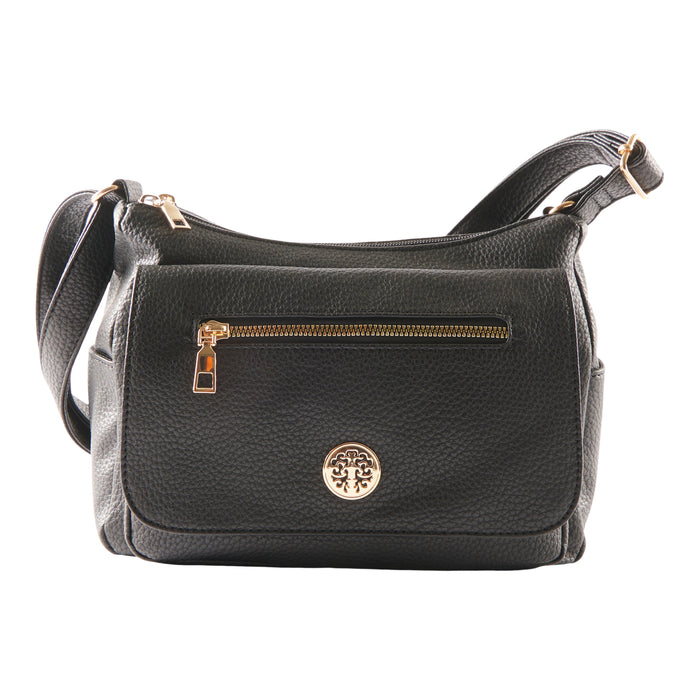 Pebbled Multi-Compartment Handbag