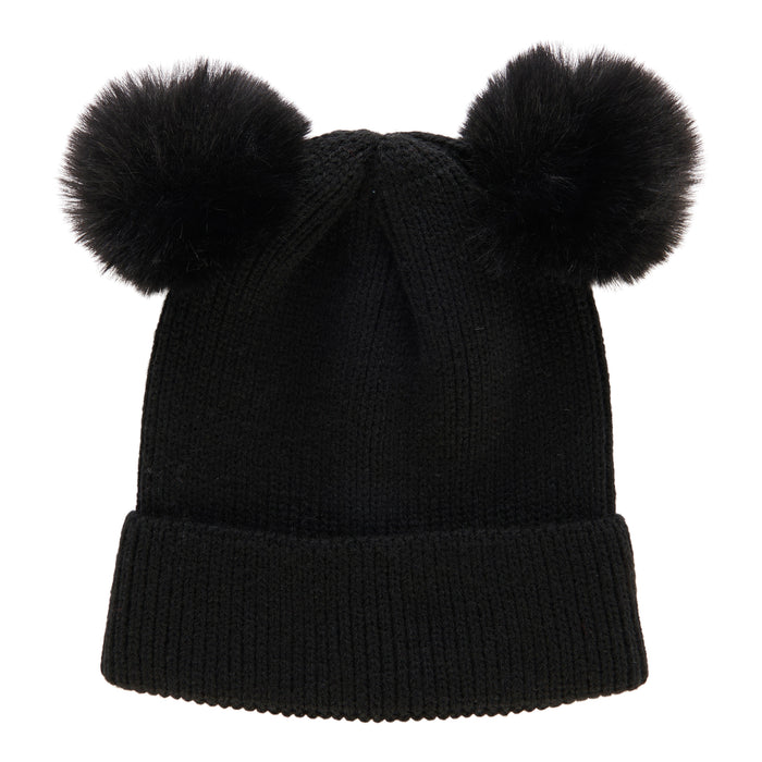Women's Knit Beanie with Pom Poms