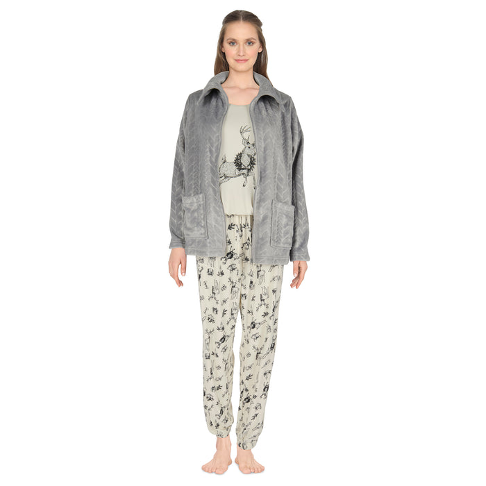 Pyjama avec veste à fermeture à glissière Carisma pour femmes, 3 pièces