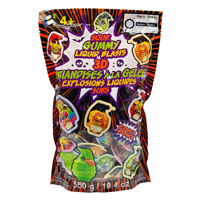 3D Sour Liquid Blast Gummy Candy, 550 g, 50-Pack