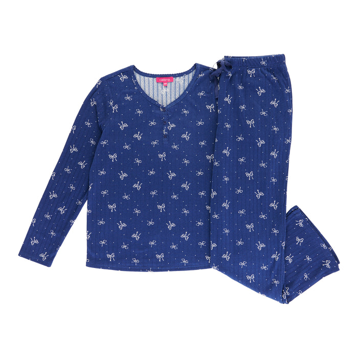 Carisma Women's Pointelle Henley PJ Set, 2-Piece