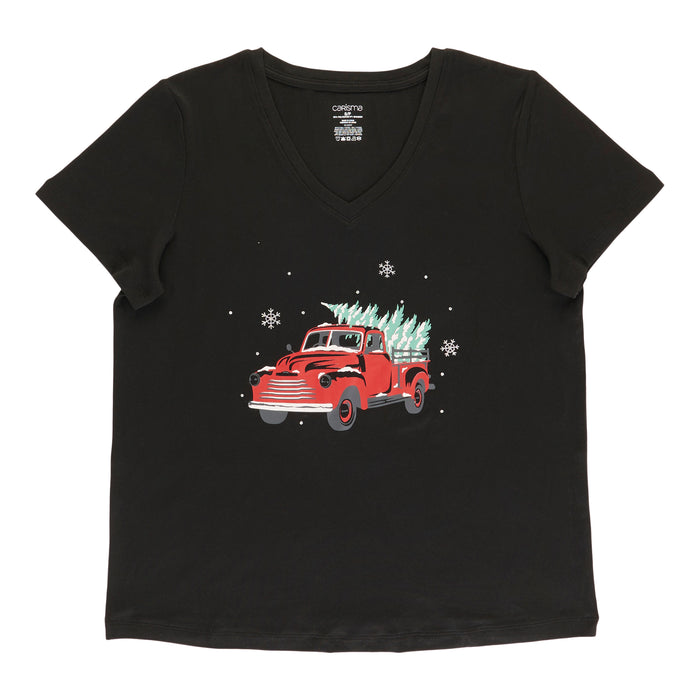 Chemise de nuit à manches courtes et à col en V Carisma pour femmes
