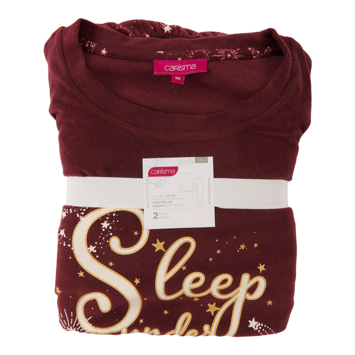 Carisma Women's Plus Velour PJ Set, 2-Piece