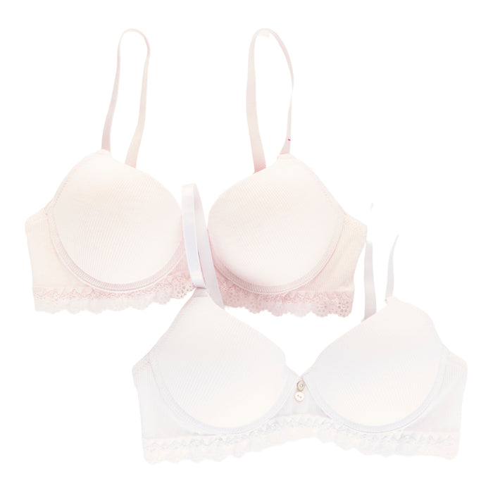 Soutien-gorge côtelé en dentelle pour femmes, ens. de 2