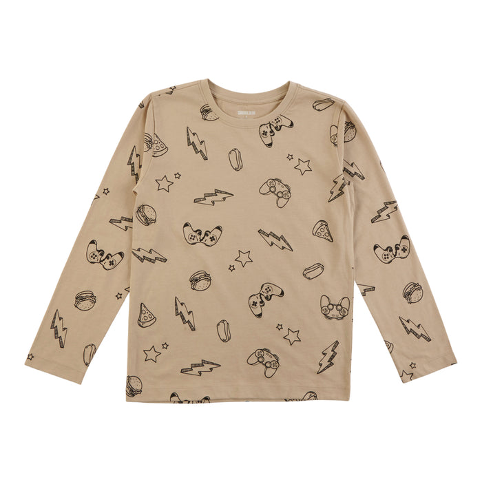 T-shirt imprimé à manches longues Style universitaire SURVIVAL GEAR pour garçons