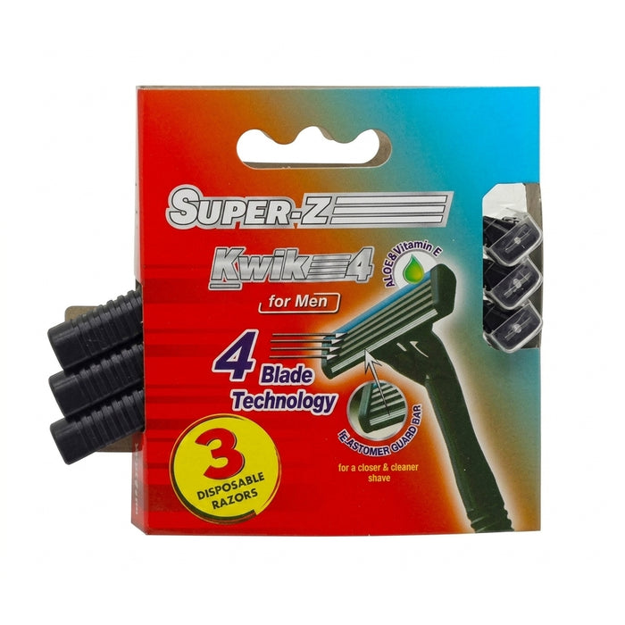 Super-Z Kwik 4 Disposable Razors, 3-Pack