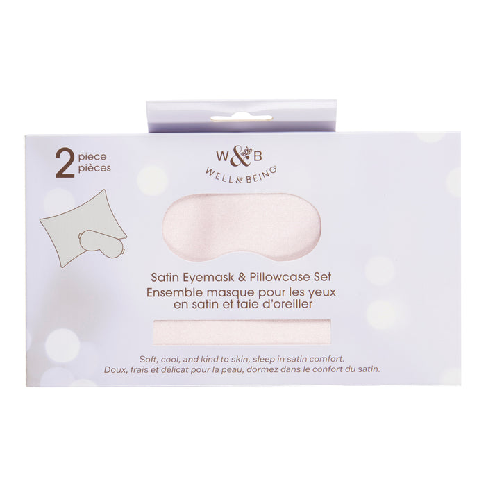 Taie d'oreiller en satin avec masque pour les yeux, 20 po x 30 po, 2 pièces