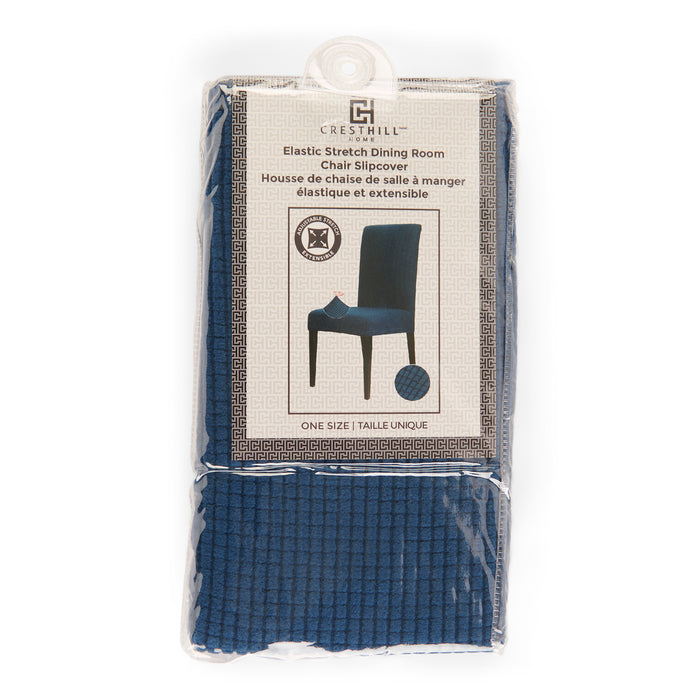 Housse pour chaise en tissu gaufré, bleu marine