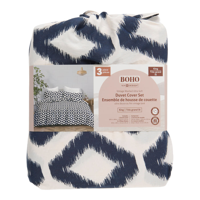 Washed Duvet Cover Set, King, 3 Piece