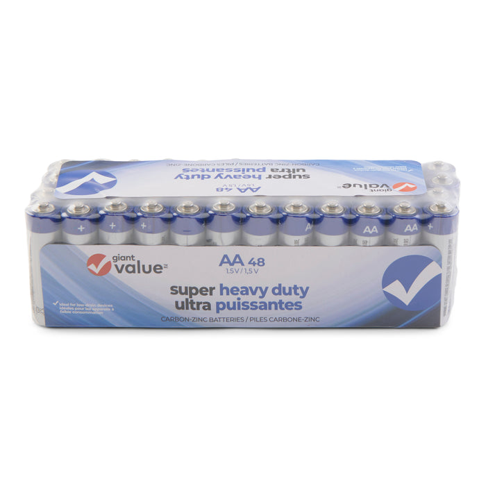 Giant Value Super Heavy Duty AA Batteries, 48 Pack