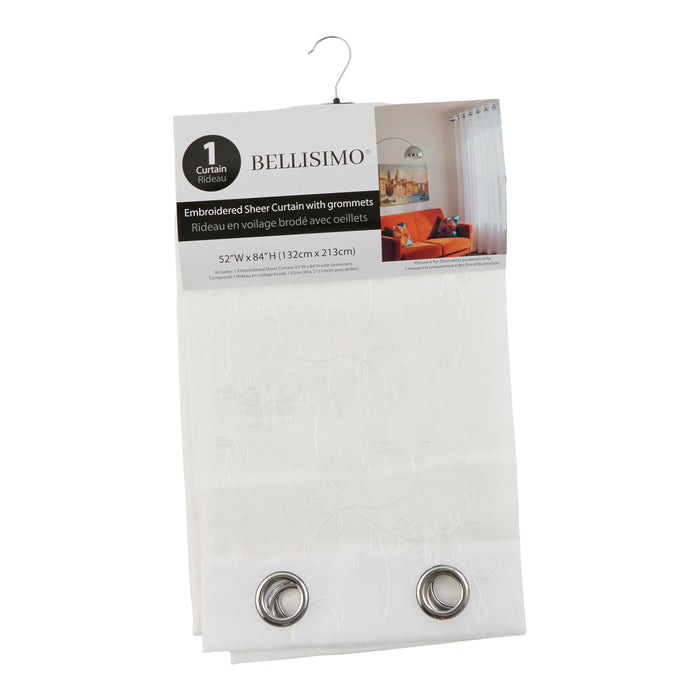 Embroidered Sheer Curtain with Grommets, 52-in x 84-in.