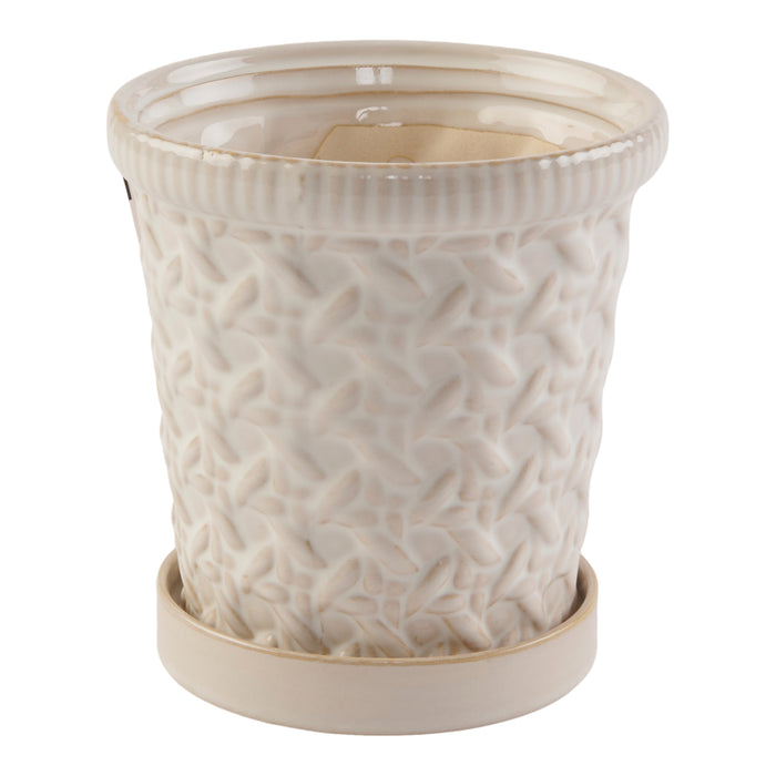 Woven Ceramic Planter, Small, 5-in x 5.5-in.