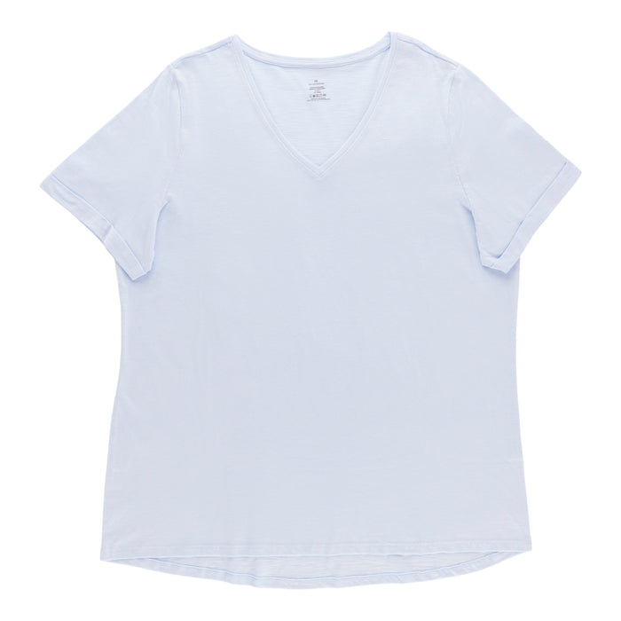 Tee-shirt à col en V et manches retroussées taille plus pour femmes